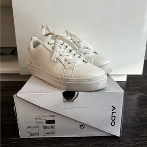Aldo Off-White Lace-Up Platform Sneakers